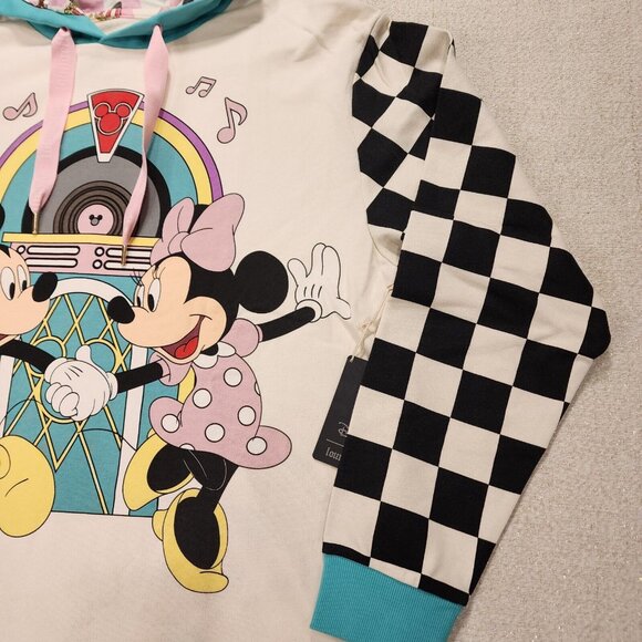 Loungefly Disney Mickey and Minnie Date Night Diner Jukebox Hoodie Unisex XL NEW - Picture 4 of 13